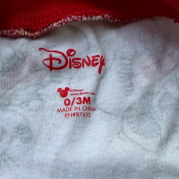 DISNEY Mickey & Minnie Mouse Winter Full-Zip Footed Onesie Red Trim ~ 0-3 mos - Picture 6 of 7